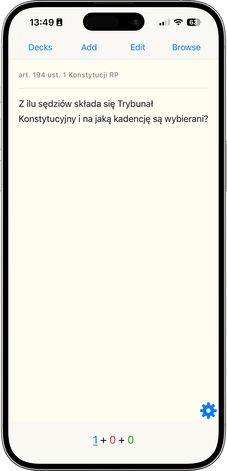 Fiszka w Anki — pytanie